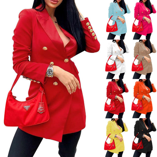 Damen Modischer Double-Breasted Blazer mit eleganten Knopfdetails Heidi-Mode