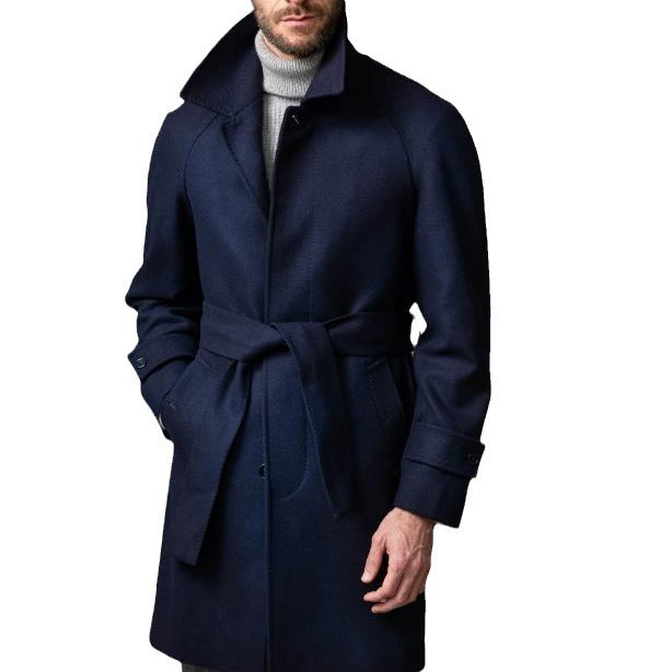 Herren klassischer Trenchcoat mit stilvollem Gürtel und doppelter Knopfreihe Heidi-Mode
