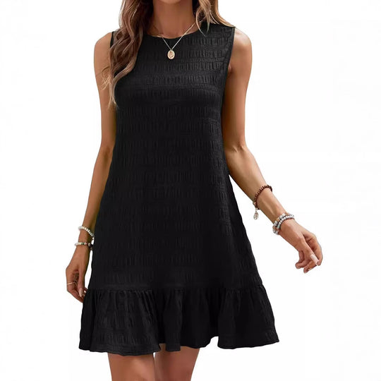 Damen Sommerliches Kleid mit Volantabschluss und strukturierter Oberfläche Heidi-Mode
