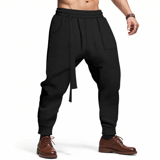 Herren Bequeme Waffelstruktur Jogginghose mit Kordelzug Heidi-Mode