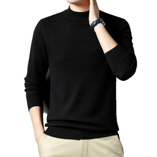 Herren Strukturierter Rollkragenpullover aus hochwertiger Baumwolle Heidi-Mode