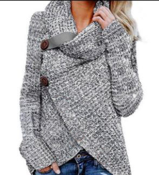 Damen Strickjacke mit asymmetrischem Verschluss und komfortablem Kragen Heidi-Mode