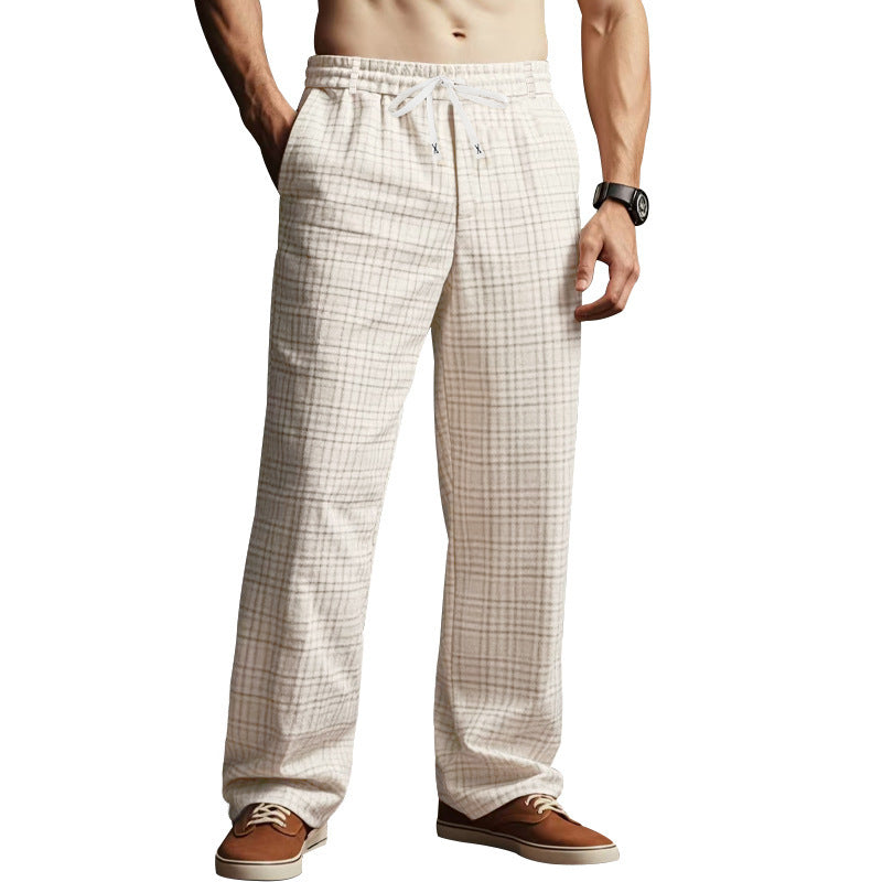 Herren Karierte Freizeit-Hose mit elastischem Bund und praktischen Taschen Heidi-Mode