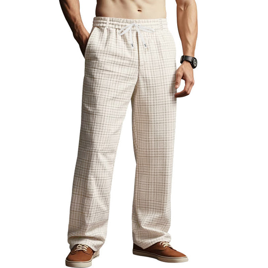 Herren Karierte Freizeit-Hose mit elastischem Bund und praktischen Taschen Heidi-Mode