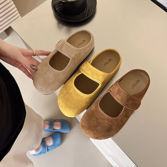 Damen bequeme Hausschuhe mit verstellbarem Riemen und weichem Innenfutter Heidi-Mode