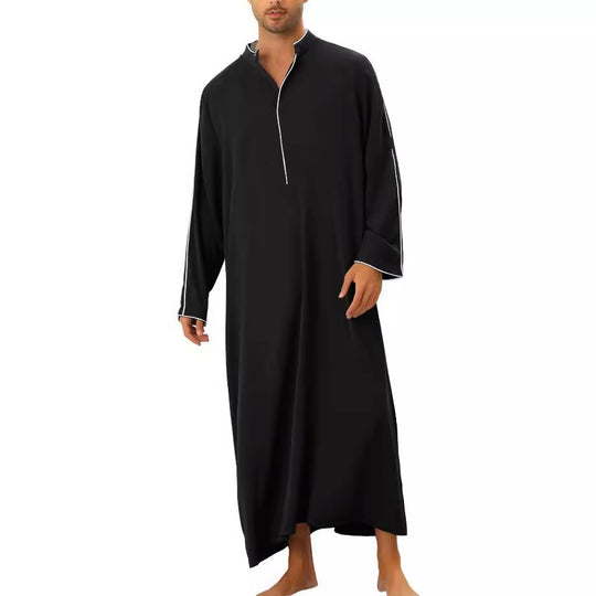 Herren hochentwickelter Kaftan mit sportlichem Stehkragen und eleganten Kontrastdetails Heidi-Mode