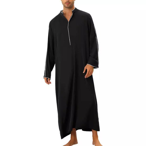 Herren hochentwickelter Kaftan mit sportlichem Stehkragen und eleganten Kontrastdetails Heidi-Mode
