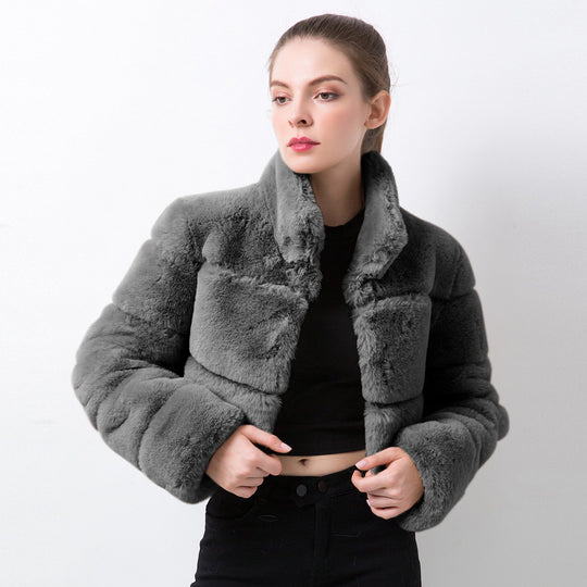 Damen modische kurze Kunstpelzjacke Heidi-Mode