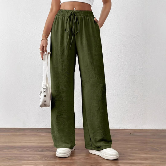 Damen Weit geschnittene Sommerhose mit elastischem Bund und Kordelzug Heidi-Mode