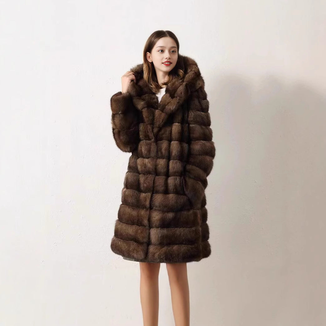 Damen Luxuriöser Kunstfellmantel im modischen Patchwork-Design Heidi-Mode