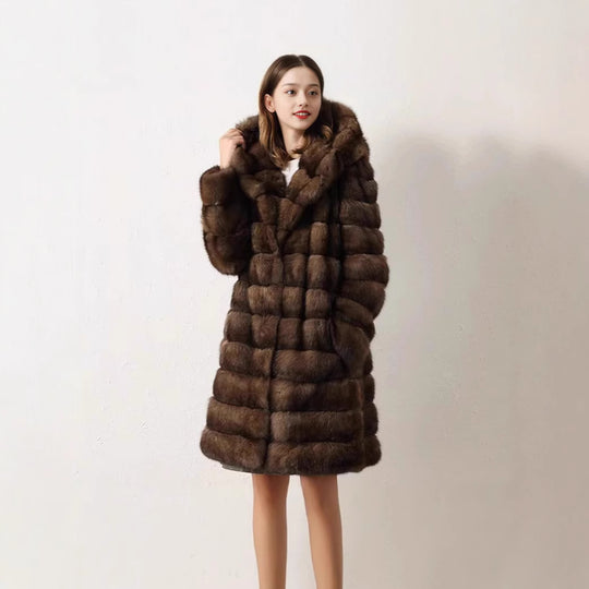 Damen Luxuriöser Kunstfellmantel im modischen Patchwork-Design Heidi-Mode