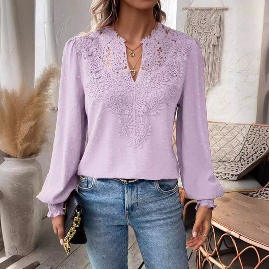 Damen elegante Bluse mit kunstvollen Spitzenverzierungen Heidi-Mode