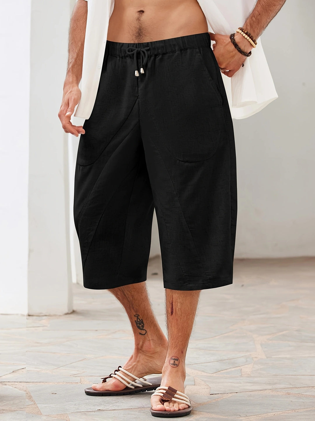 Herren lässige Freizeithosen mit elastischem Bund und seitlichen Eingrifftaschen Heidi-Mode