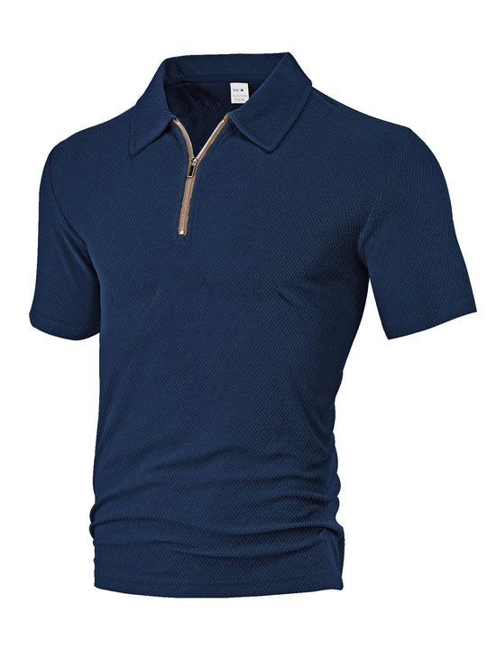 Herren Polo-Shirt mit elegantem Reißverschluss und strukturiertem Design Heidi-Mode