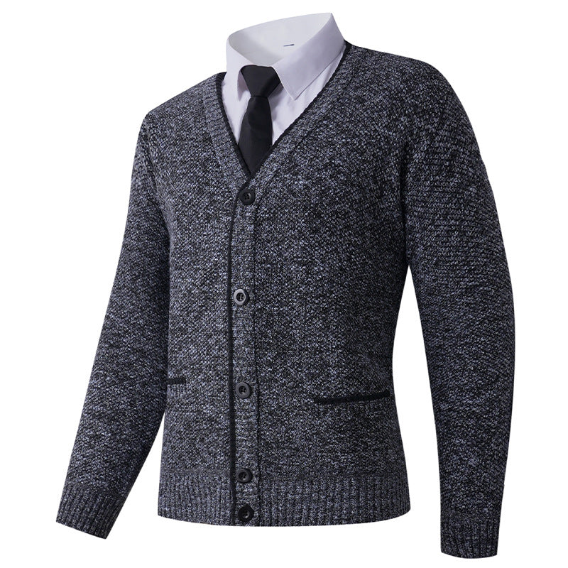 Herren Strickjacke mit V-Ausschnitt und klassischem Design Heidi-Mode