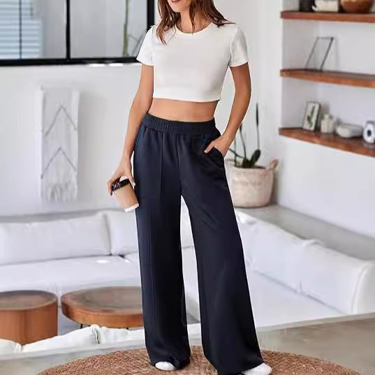 Damen Bequeme und stilvolle Freizeit-Hosen mit elastischem Bund und praktischen Taschen Heidi-Mode