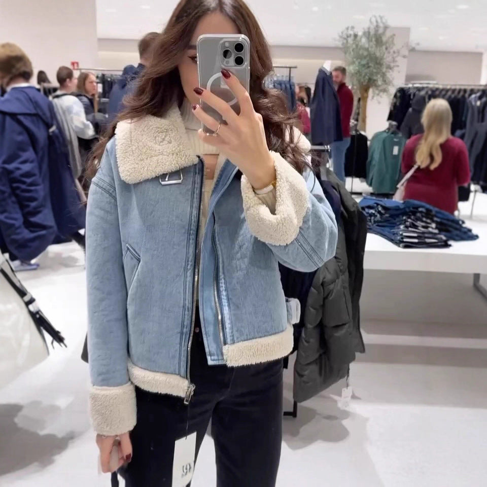 Damen lässige Übergangsjacke mit Kunstfellkragen Heidi-Mode