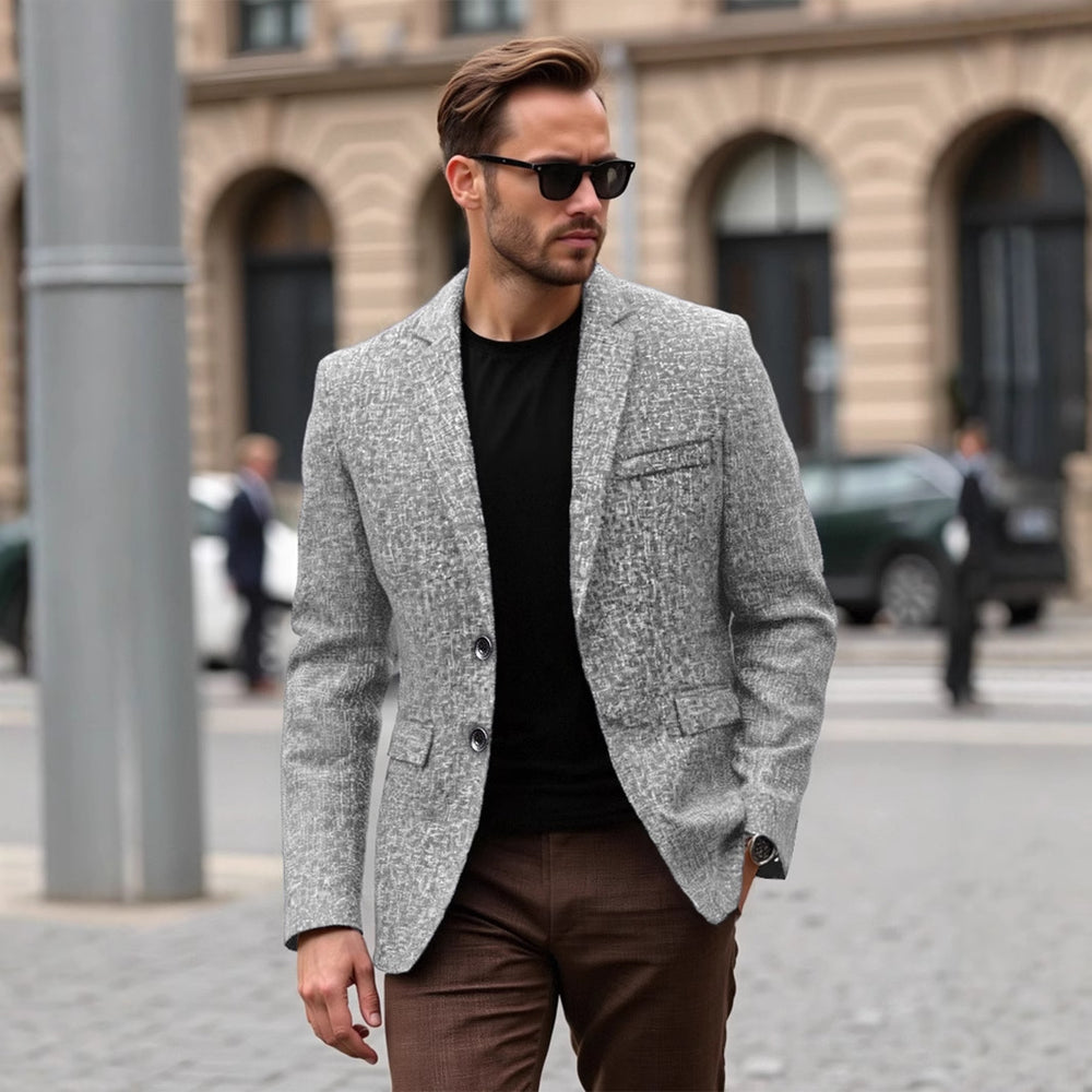 Herren eleganter strukturierten Blazer mit modernem Gewebe und stilvollen Details Heidi-Mode