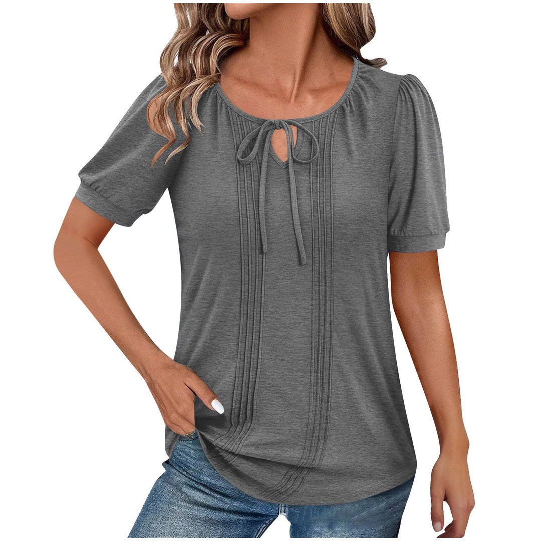 Damen Bluse mit Puffärmeln und raffiniertem Neckholder Heidi-Mode