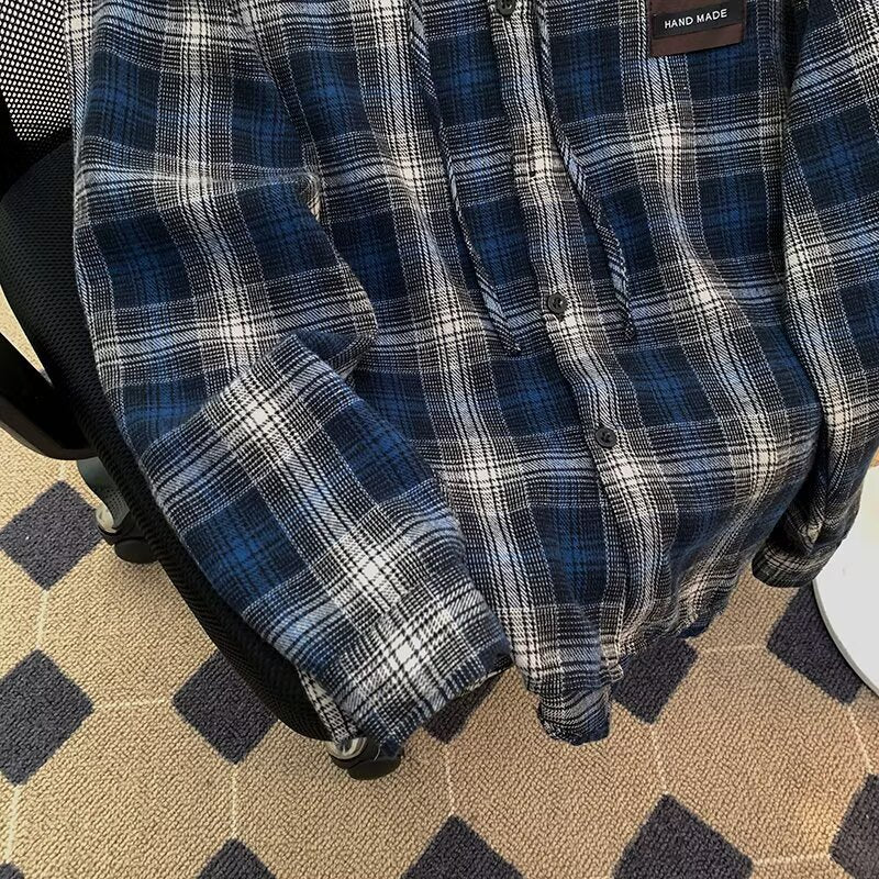 Damen Karo-Hemdjacke mit Kapuze Heidi-Mode