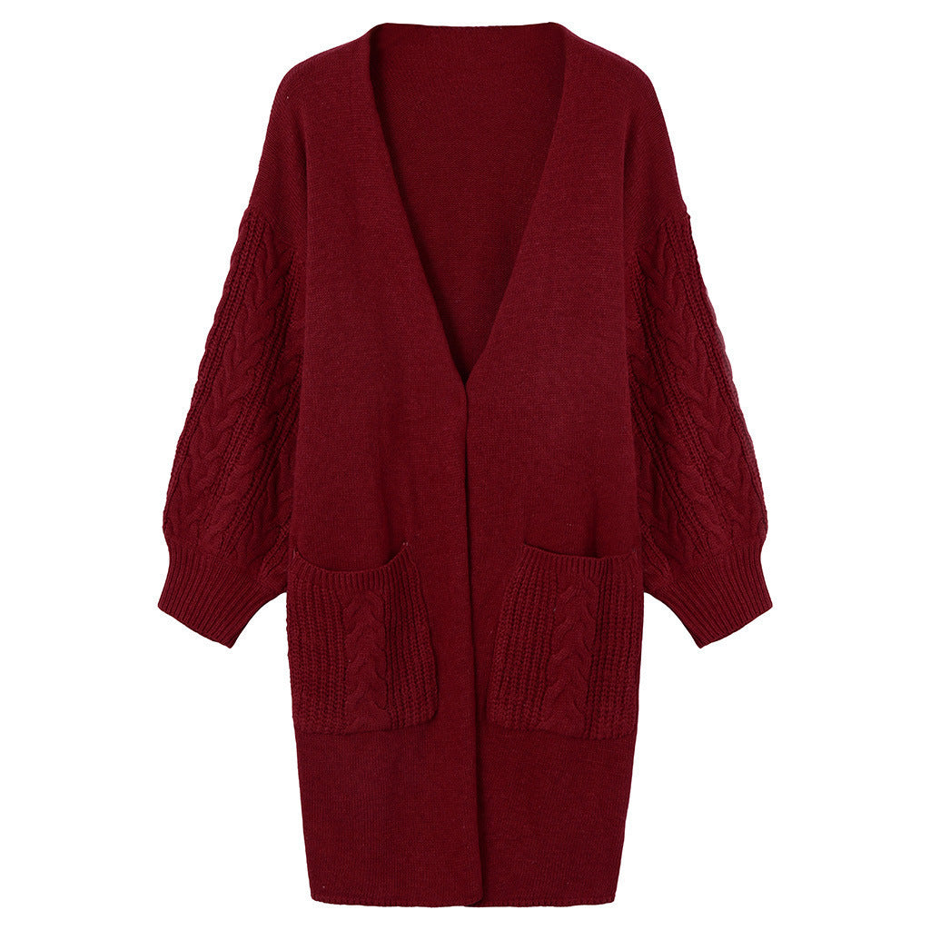 Damen gemütliche Strickjacke mit Taschen Heidi-Mode