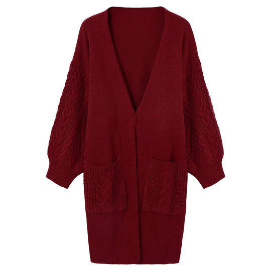 Damen gemütliche Strickjacke mit Taschen Heidi-Mode