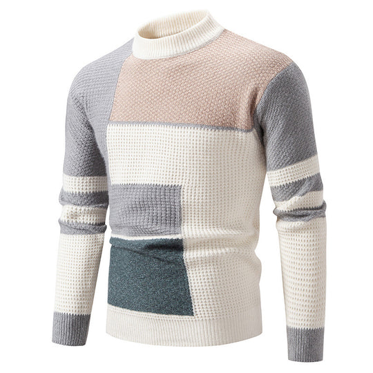 Herren modischer Pullover mit strukturiertem Farbblockdesign Heidi-Mode