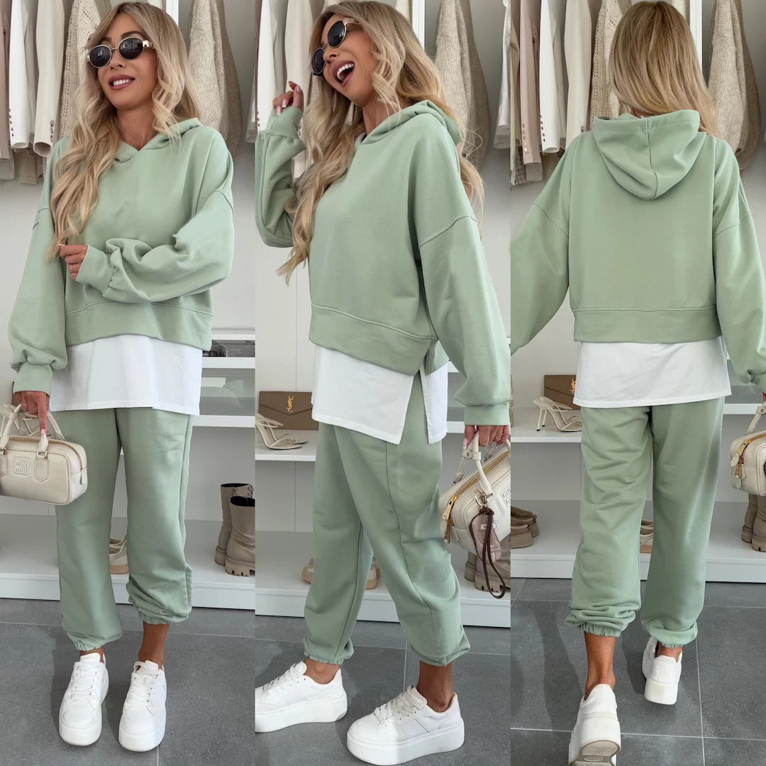 Damen Lässiges cropped Hoodie und entspannende Jogginghose Set Heidi-Mode