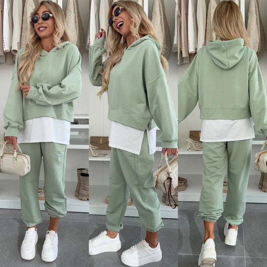 Damen Lässiges cropped Hoodie und entspannende Jogginghose Set Heidi-Mode