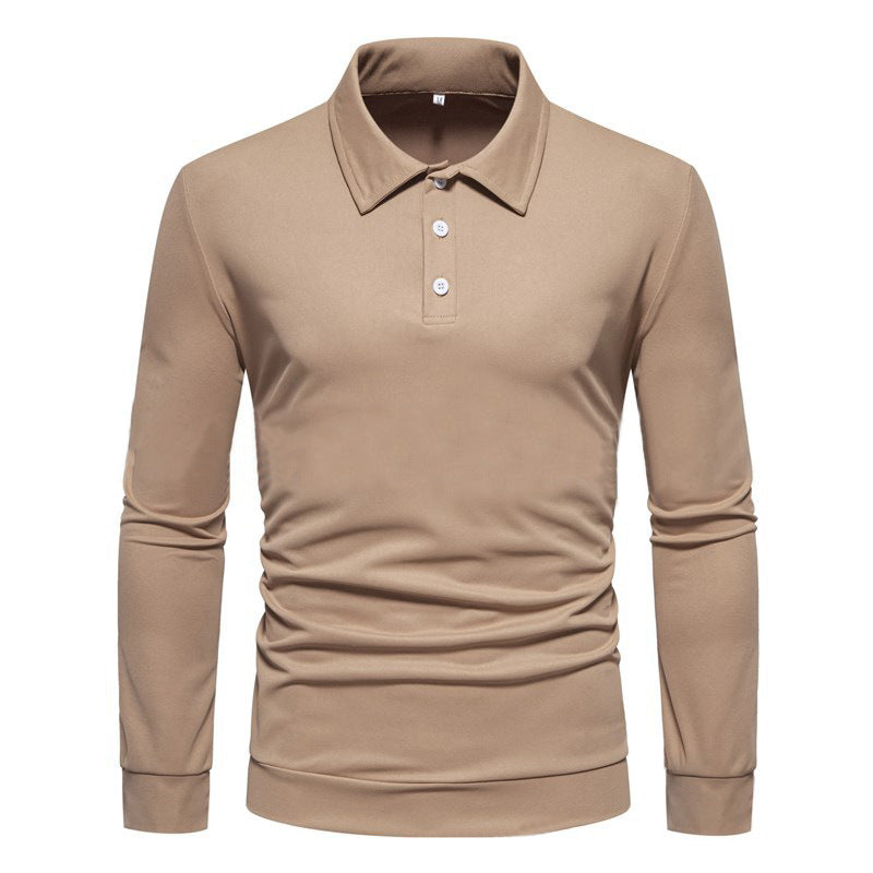 Herren Langarm Polohemd aus atmungsaktivem Stoff mit modernen Knopfdetails Heidi-Mode