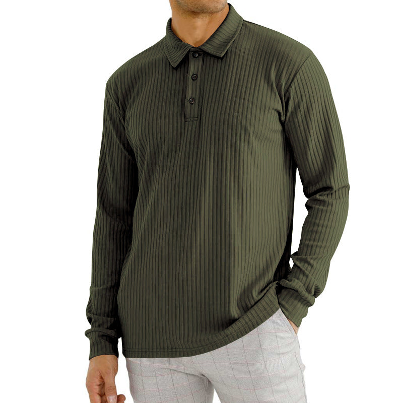 Herren Langarm Poloshirt mit strukturierter Oberfläche und modischem Kragen Heidi-Mode