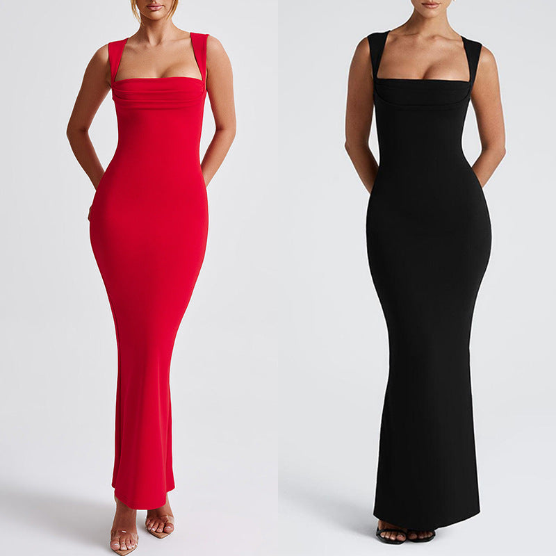 Damen Elegantes Langarm-Bodycon-Kleid mit quadratischem Ausschnitt und figurbetontem Schnitt Heidi-Mode