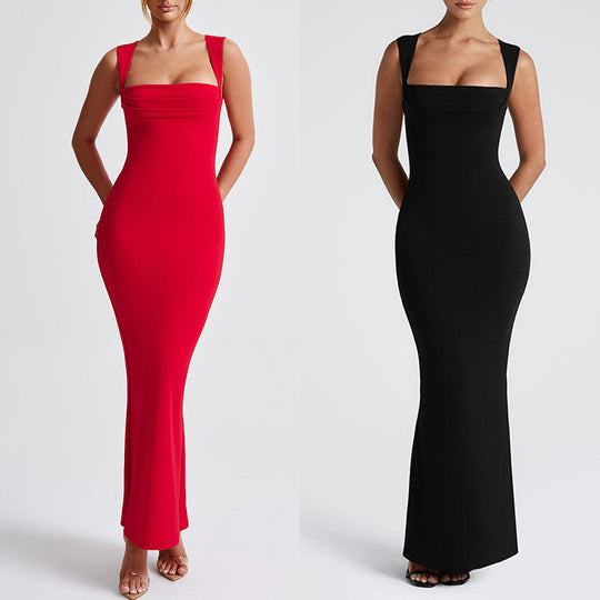 Damen Elegantes Langarm-Bodycon-Kleid mit quadratischem Ausschnitt und figurbetontem Schnitt Heidi-Mode