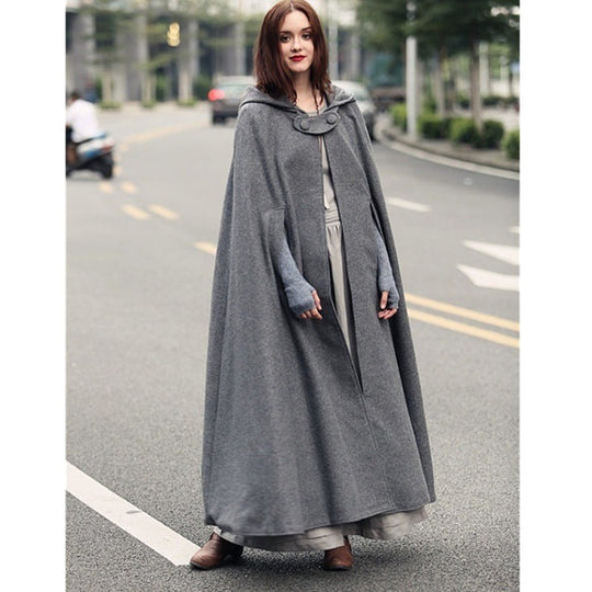 Damen elegante Kapuzenumhang mit verstellbarem Verschluss Heidi-Mode