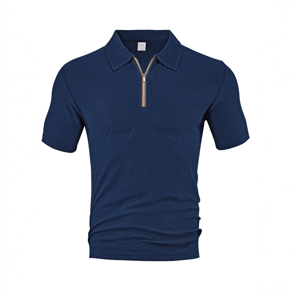 Herren Polo-Shirt mit elegantem Reißverschluss und strukturiertem Design Heidi-Mode