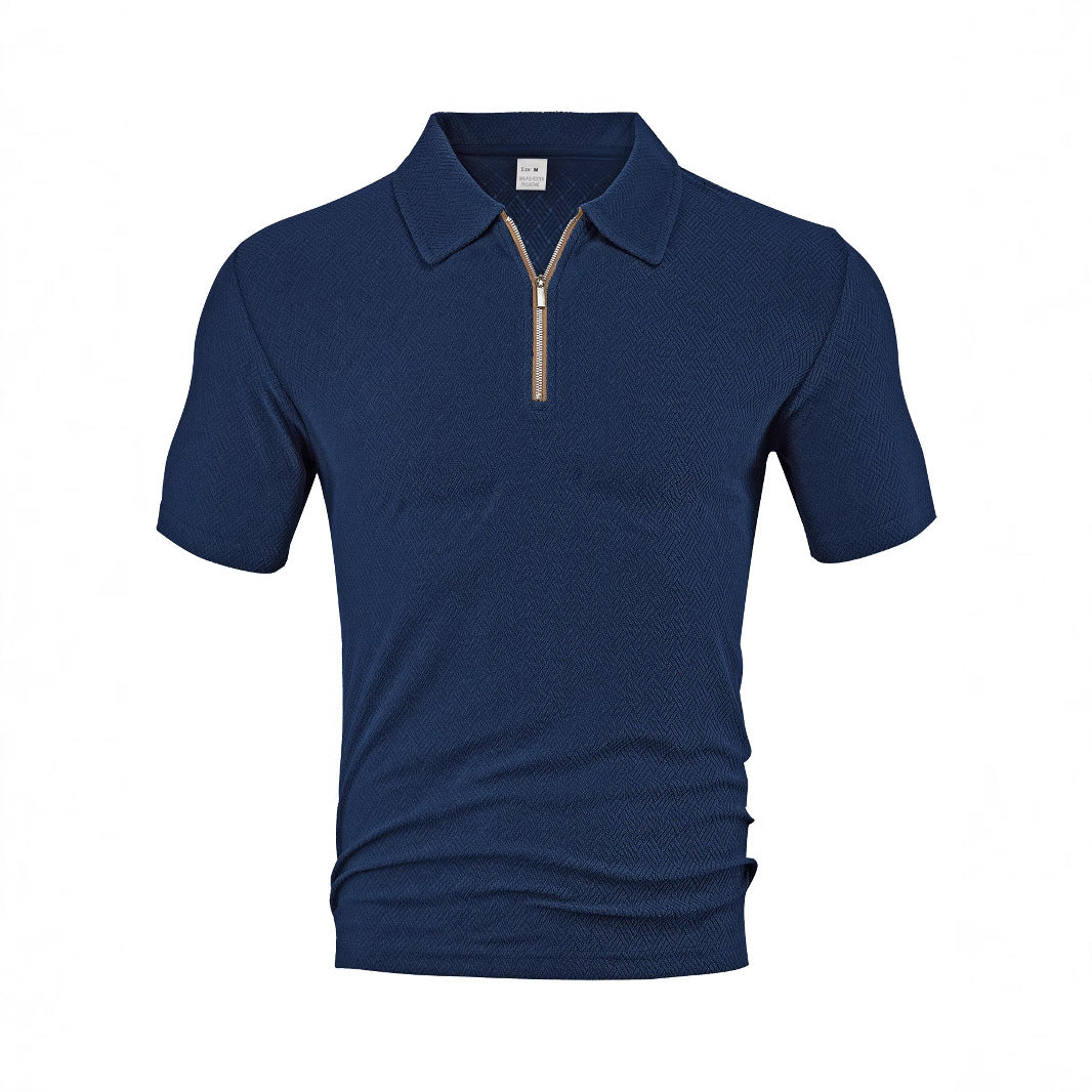 Herren Polo-Shirt mit elegantem Reißverschluss und strukturiertem Design Heidi-Mode