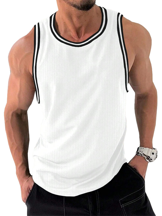 Herren Sportliches ärmelloses Tanktop mit atmungsaktivem Material und modernem Rippendesign Heidi-Mode