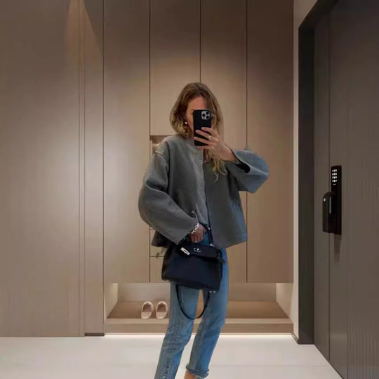 Damen oversized Wolljacke mit elegantem Schnitt und lässigem Look Heidi-Mode