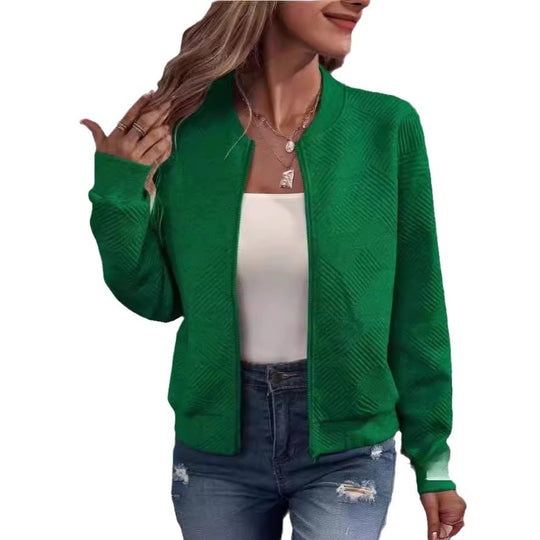 Damen lässige Zip-Jacke mit strukturiertem Design Heidi-Mode