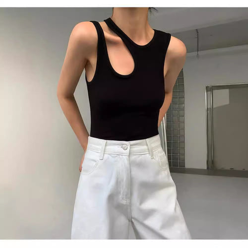 Damen Tanktop mit einzigartigem Cut-Out Design und sportlichem Schnitt Heidi-Mode