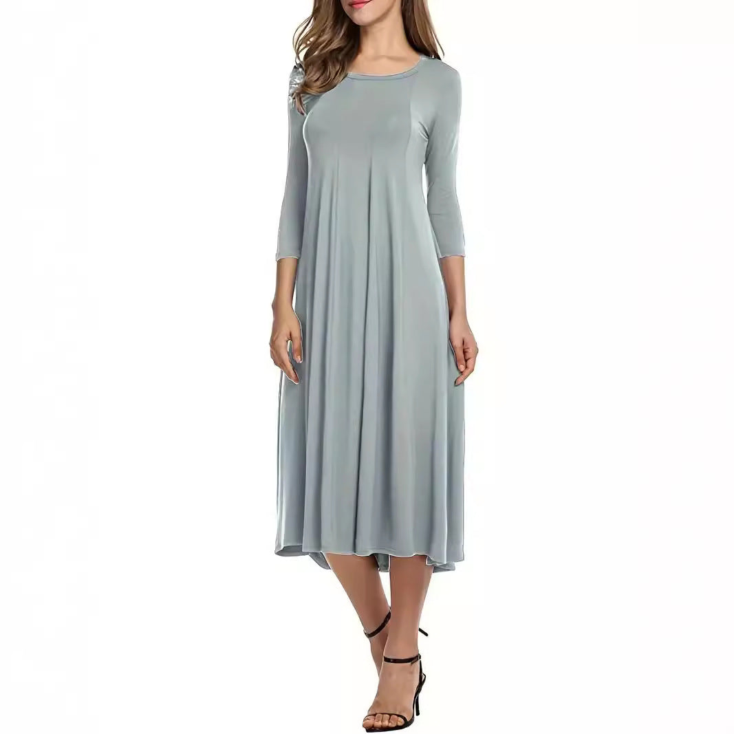 Damen Midi-Kleid mit schmeichelndem Schnitt und 3/4-Ärmeln Heidi-Mode