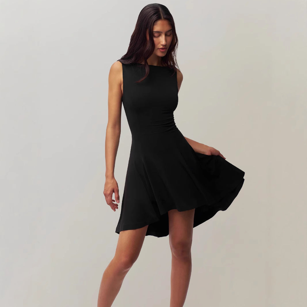 Damen elegantes Kleid mit asymmetrischem Saum und figurbetontem Design Heidi-Mode