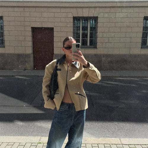Damen modische Kurzjacke mit kontrastierendem Kragen Heidi-Mode