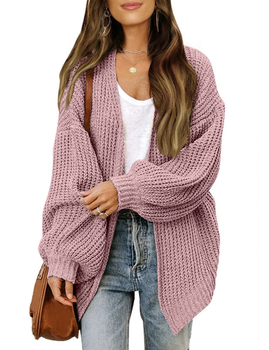 Damen Empfindlicher Grobstrick-Cardigan mit schillernden Ärmeln Heidi-Mode