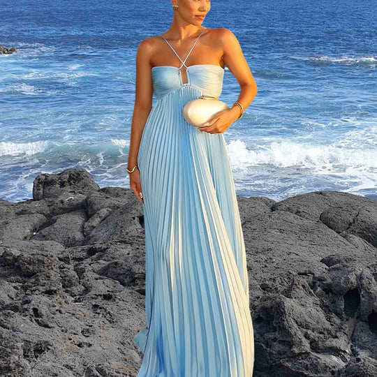 Damen Elegantes Maxi-Kleid mit plissierten Details und schickem Cut-Out Heidi-Mode