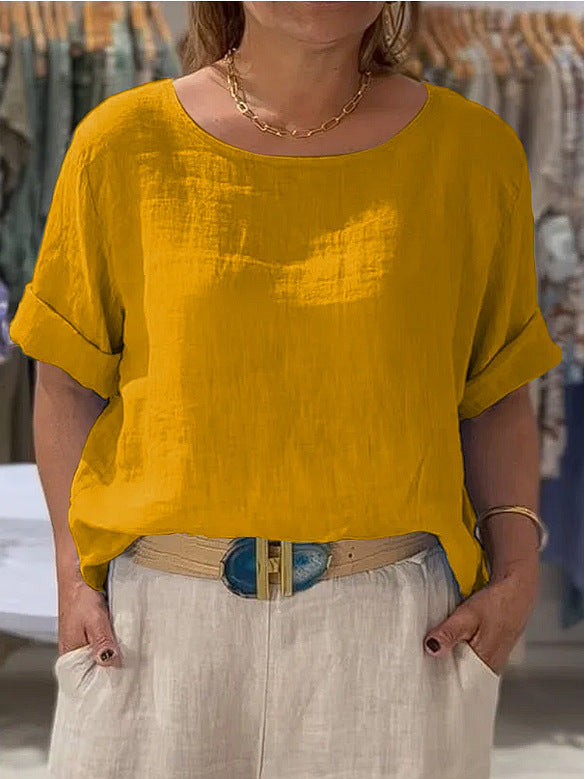 Damen lässige Leinenbluse Heidi-Mode