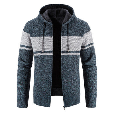 Herren Strickjacke mit Kapuze und strukturiertem Design Heidi-Mode