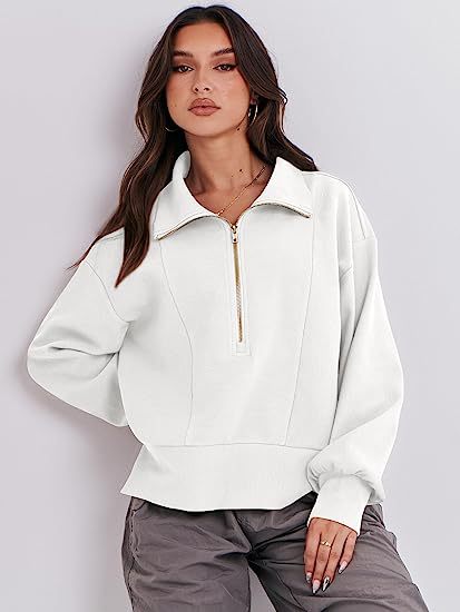 Damen Sweatshirt mit halbem Reißverschluss und weichem Material Heidi-Mode
