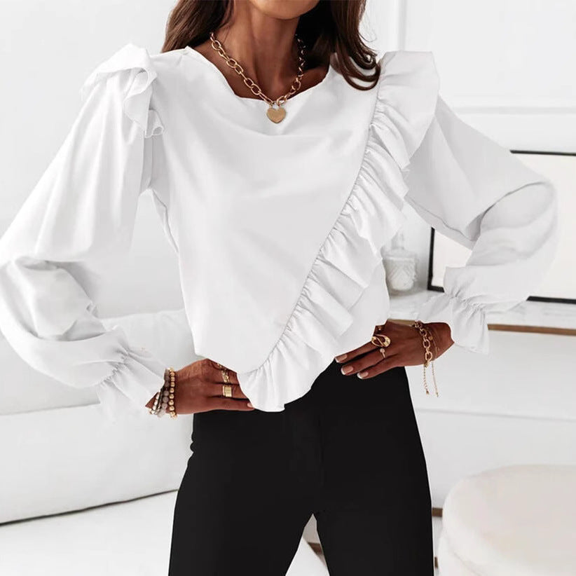 Damen Bluse mit voluminösen Rüschen Heidi-Mode