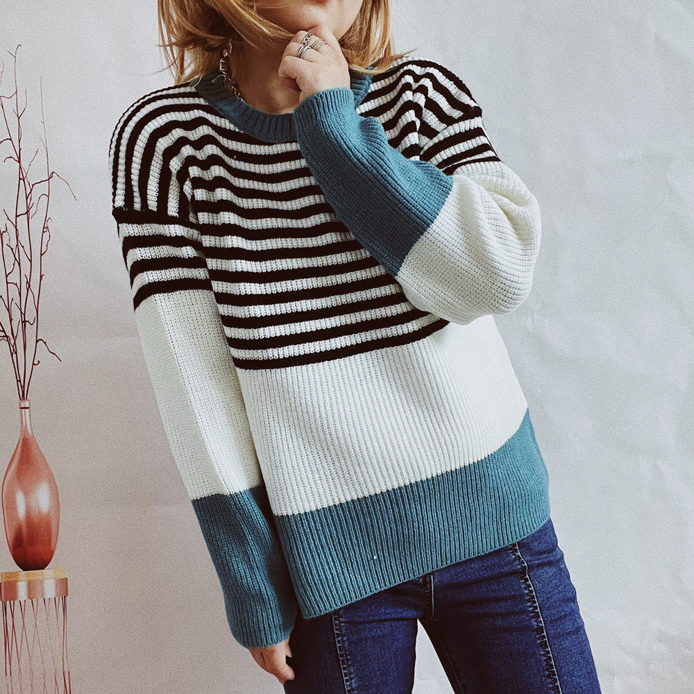 Damen trendy gestreifter Pullover mit modernen Akzenten und komfortablem Schnitt Heidi-Mode